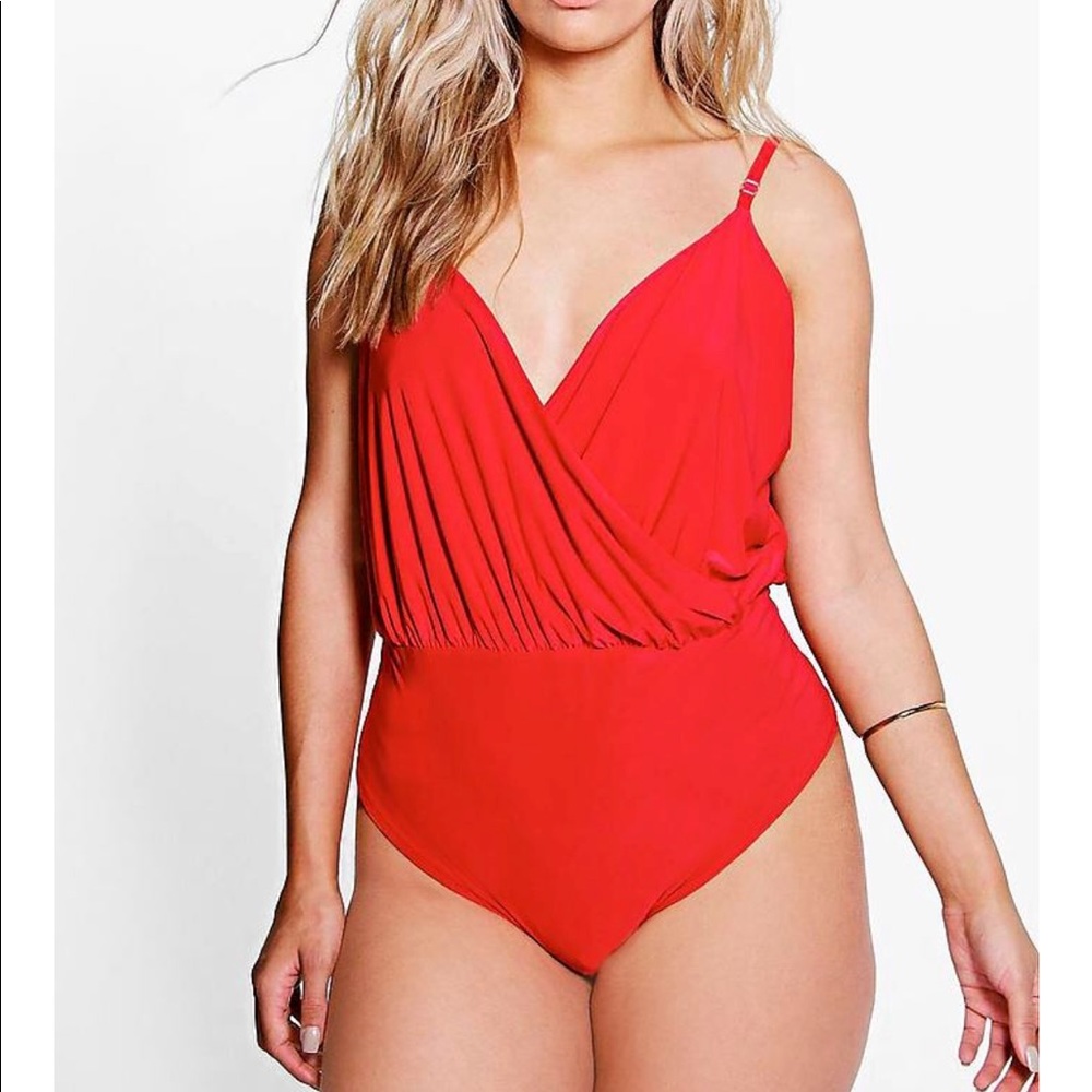 Boohoo Plus then Wrap front thong body suit